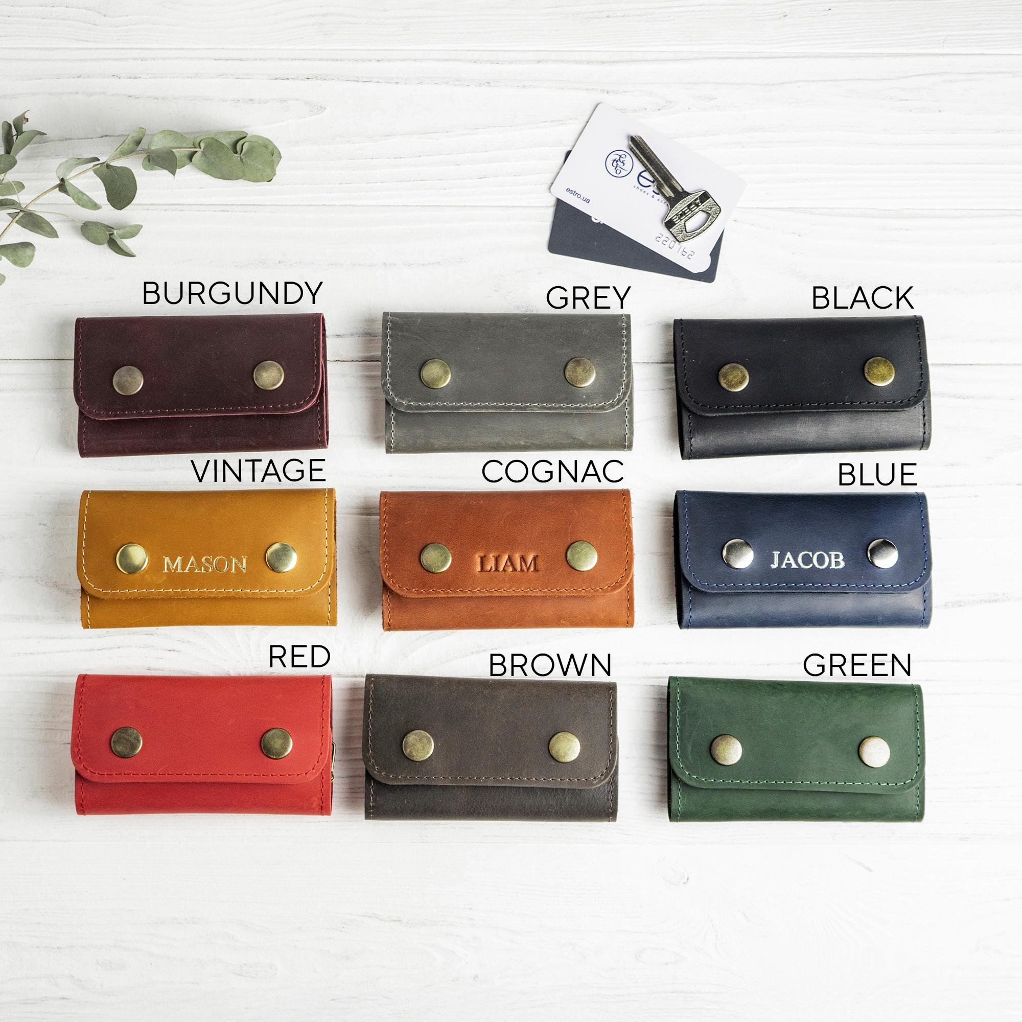 Personalized Leather Key Case, Leather Key Holder, Keychain Pouch ...