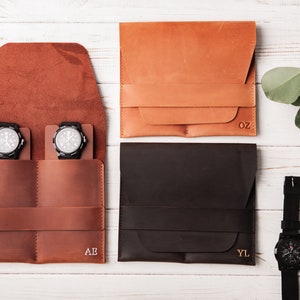 Personalisierte Leder-Uhrentasche, Uhr-Reise-Beutel, Uhrenhalter mit Gravur, Uhrenschutz, Uhr-Reise-Halter, Schutz-Uhr-Organisator