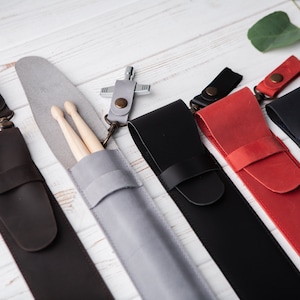 Drumstick Sleeve, Drumsticks 5A Carrier, Drum Accessories, Personalized Leather Drumstick Holder, gift for drummer, Lleather Drumstick Bag