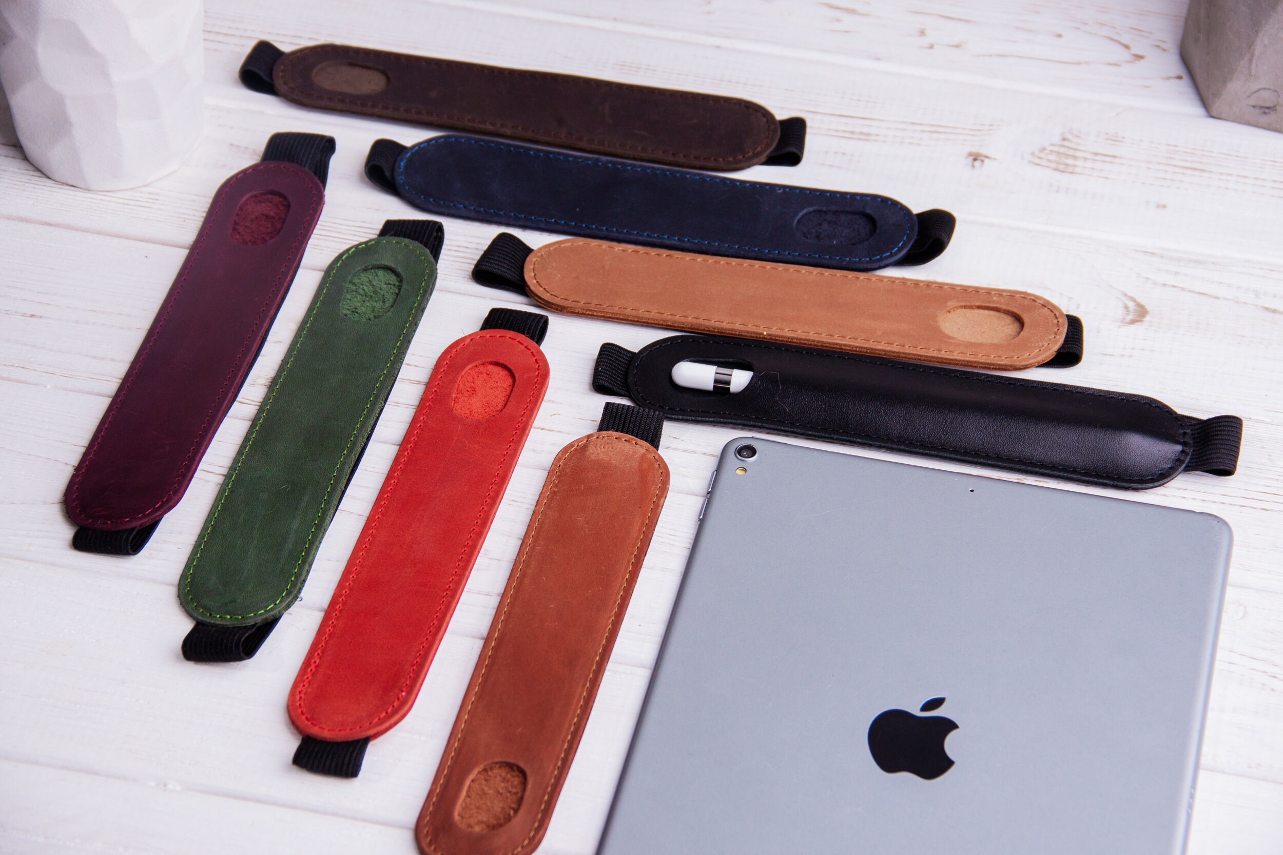 Apple Pencil Holder Leather Apple Pencil Cover Black Apple Etsy