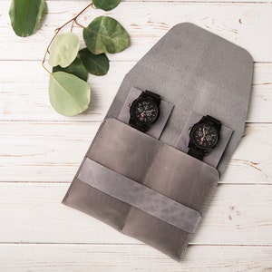 Personalisierte Leder-Uhrentasche, Uhr-Reise-Beutel, Uhrenhalter mit Gravur, Uhrenschutz, Uhr-Reise-Halter, Schutz-Uhr-Organisator