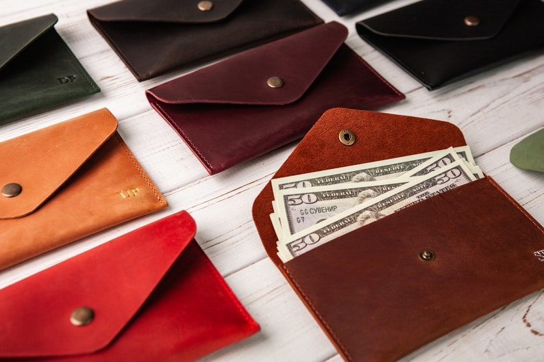 Leather Cash Envelope, Leather Envelope, Money Envelope, Leather Cash Holder, Cash Envelopes,Money Carrier,Card Carrier,Leather Card Carrier image 2