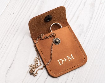 Leather Ring Holder, Wedding Ring Travel Case, Customized Ring Case, Ring Pouch, Jewelry Earrings Leather Case, Jewelry Ring Pouch