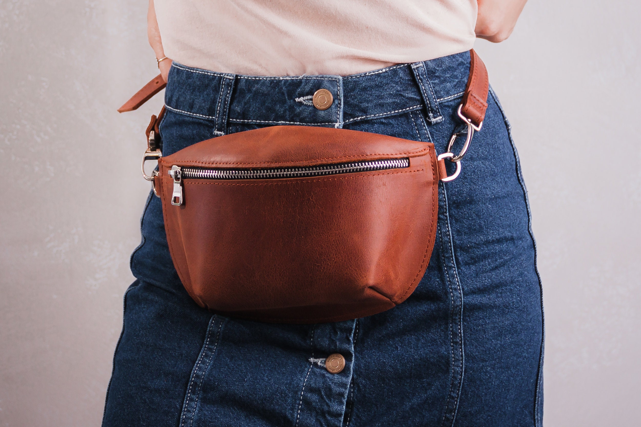 Leather Ladies Hip Bag Handmade Leather Hip Bag Leather Gift Etsy