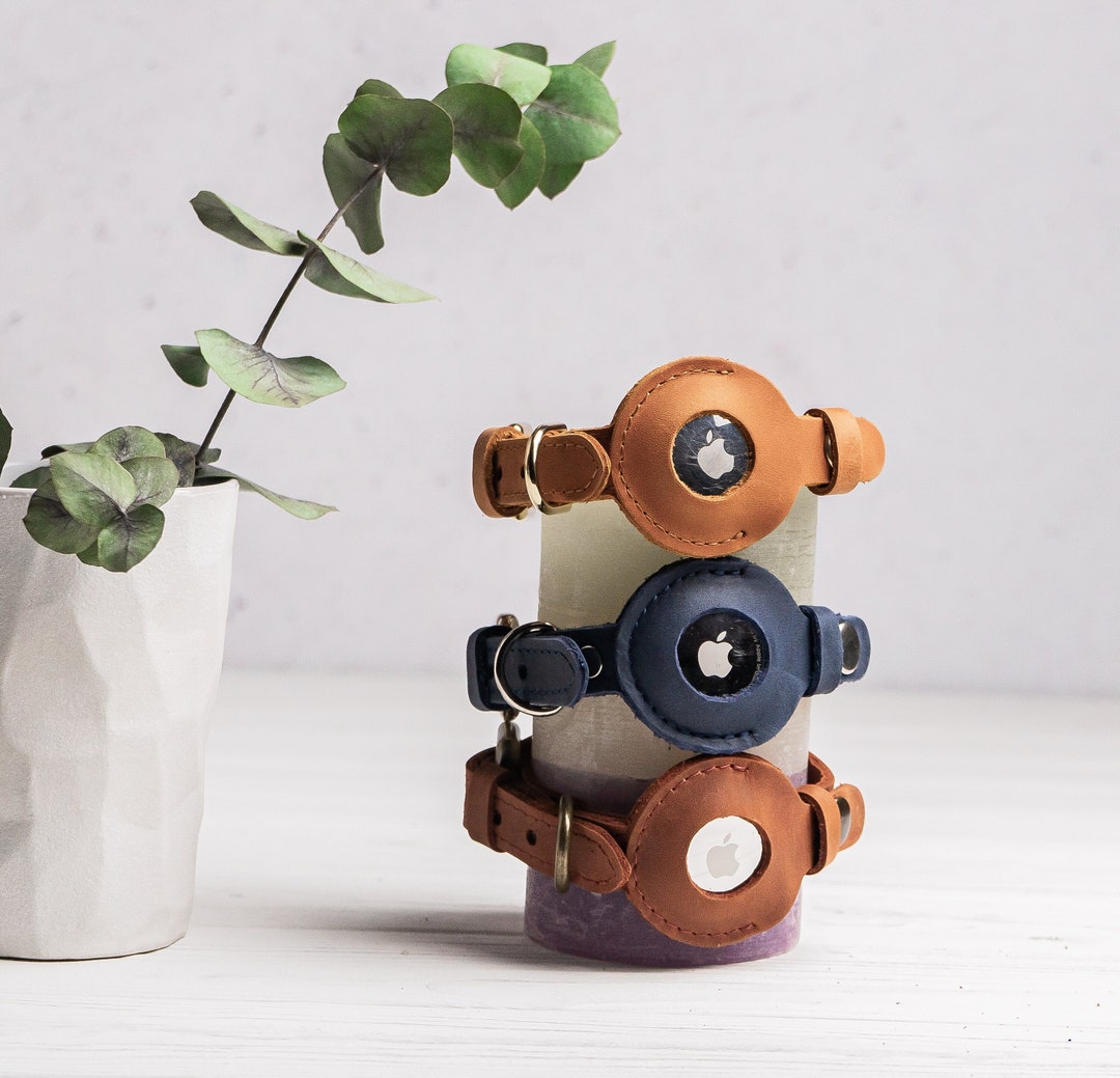 Personalized AirTag Cat Collar, Leather AirTag Cat Collar, Name