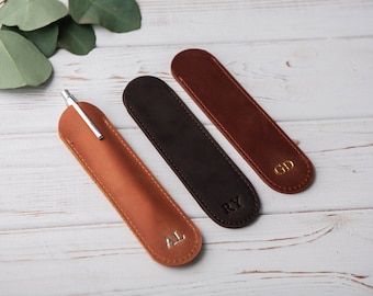 Genuine Leather Pen Bag, Fountain Pen Case, Custom Pen Sleeve, Custom Pen Cover, Personalized Leather Pencil Case, Handmade Pen Holder