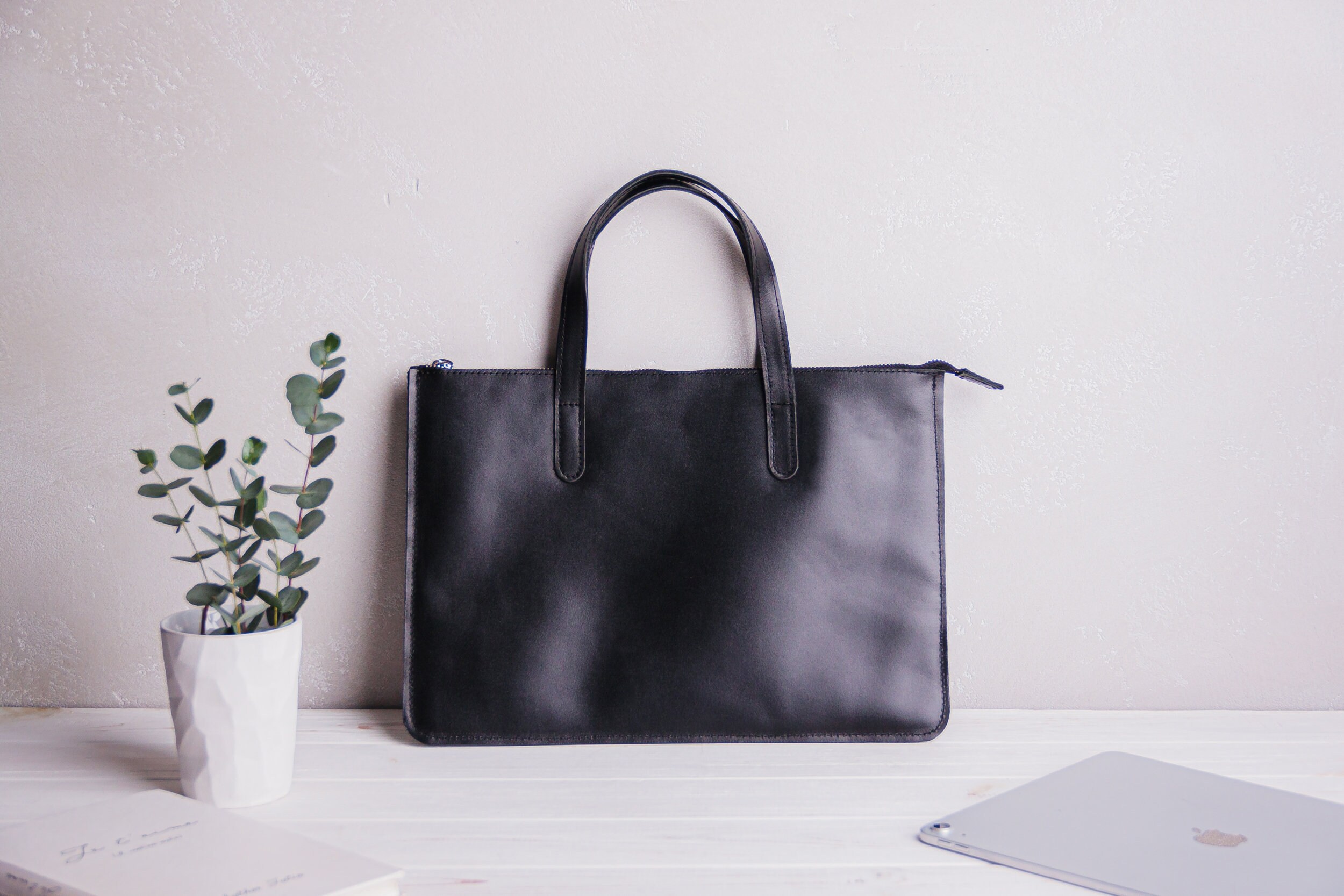 Black Leather Bag MacBook Bag Leather Briefcase MacBook Air 13 | Etsy