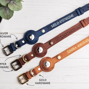 Personalized Leather AirTag Dog Collar, AirTag Dog Collar, Collar for Small and Big Dogs with AirTag Holder, Customized AirTag Dog Collar image 9