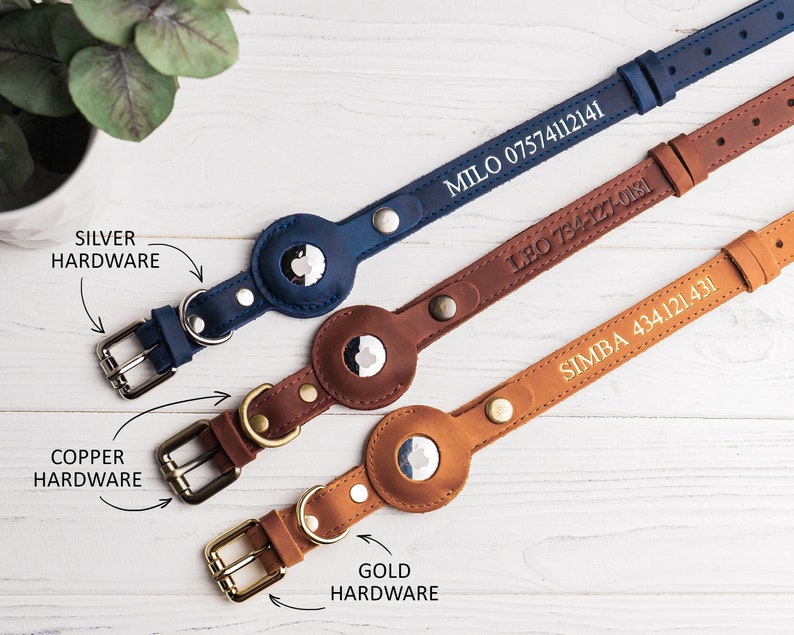 Personalized Leather AirTag Dog Collar, AirTag Dog Collar, Collar for Small and Big Dogs with AirTag Holder, Customized AirTag Dog Collar image 9