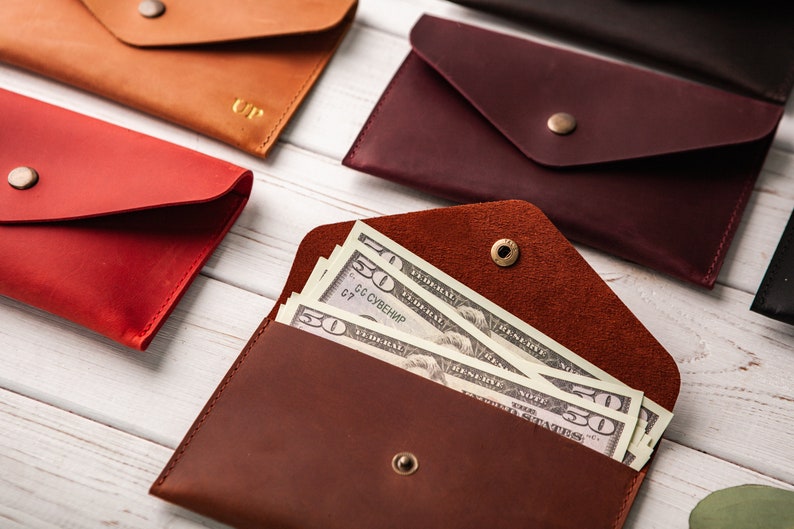 Leather Cash Envelope, Leather Envelope, Money Envelope, Leather Cash Holder, Cash Envelopes,Money Carrier,Card Carrier,Leather Card Carrier image 4