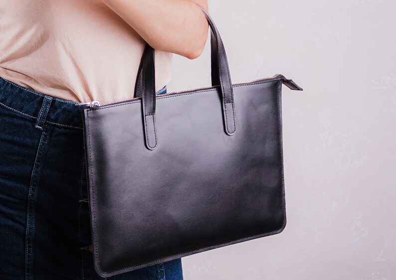 Black Leather Bag MacBook Bag Leather Briefcase MacBook Air 13 Etsy