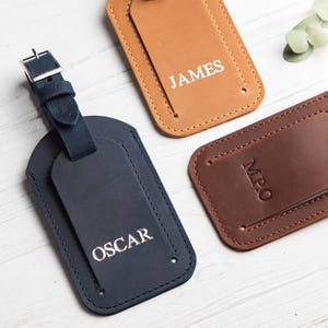 Gepersonaliseerde leren bagagelabels, taslabels voor bagage, naamlabels voor bagage, koffers bagagelabels, leren kofferlabel