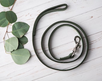 Pet Leash for Dogs,Dog Leash, Durable Leather Dog Leash, Dog Lead with Handle,Comfortable Walking Leash,Chrome or Gold Snap Lock Dog Leashes