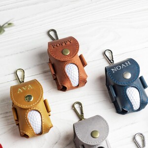 Personalized Leather Golf Ball Bag, Golf Tee Holder image 9