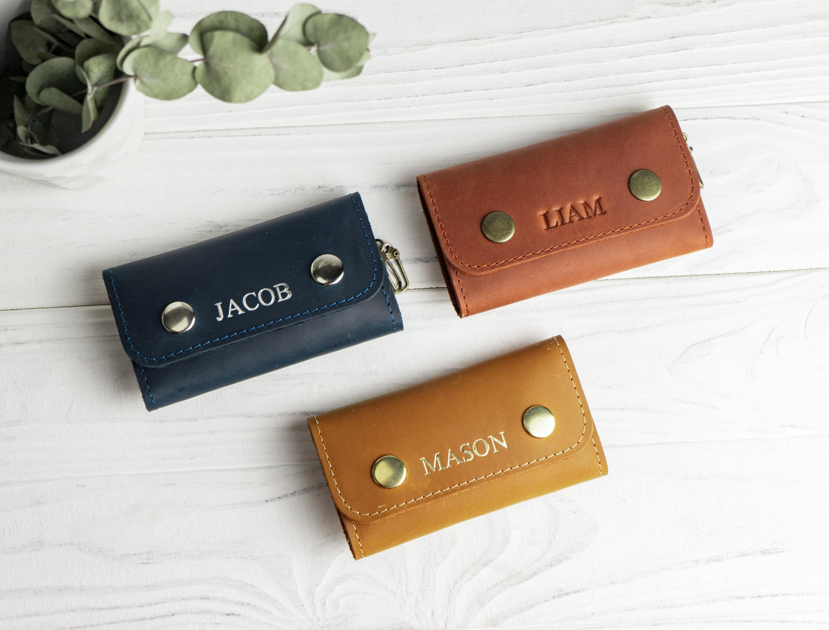 Personalized Leather Key Case, Leather Key Holder, Keychain Pouch ...