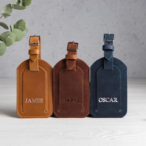 Gepersonaliseerde leren bagagelabels, taslabels voor bagage, naamlabels voor bagage, koffers bagagelabels, leren kofferlabel
