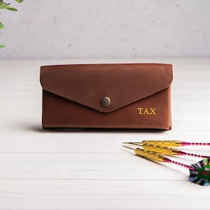Gepersonaliseerde houder dartset, leren dartkoffer, dartgeschenketui, houder dartset, houder voor dartpijlen met stalen punt, darthoestas