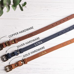 Personalized Cat Collar, Leather Cat Collar, Name Engraved Cat Collar, Customized Cat Collar, Soft Genuine Leather Cat Collar image 3