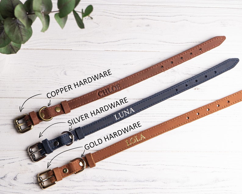 Personalized Cat Collar, Leather Cat Collar, Name Engraved Cat Collar, Customized Cat Collar, Soft Genuine Leather Cat Collar image 3