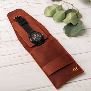 Custodia per orologio in pelle personalizzata, custodia da viaggio per orologio, porta orologio inciso, protezione per orologio, porta orologio da viaggio, organizer protettivo per orologio