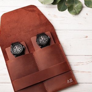 Personalisierte Leder-Uhrentasche, Uhr-Reise-Beutel, Uhrenhalter mit Gravur, Uhrenschutz, Uhr-Reise-Halter, Schutz-Uhr-Organisator