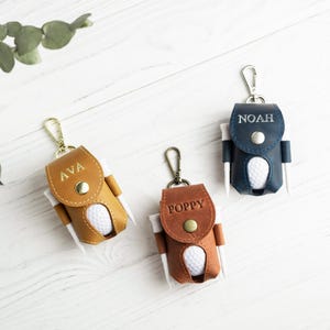 Personalized Leather Golf Ball Bag, Golf Tee Holder image 13
