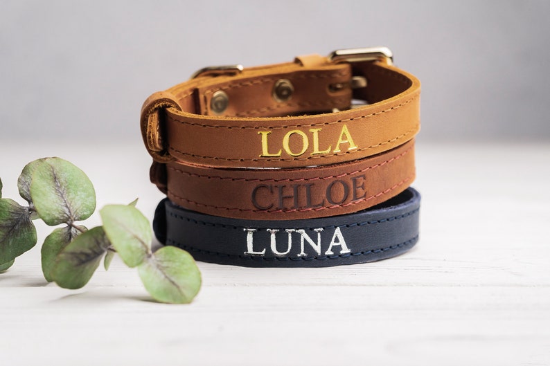 Personalized Cat Collar, Leather Cat Collar, Name Engraved Cat Collar, Customized Cat Collar, Soft Genuine Leather Cat Collar image 9