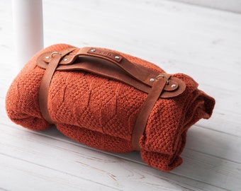 Handmade Leather Yoga Mat Carrier, Personalized Blanket Strap