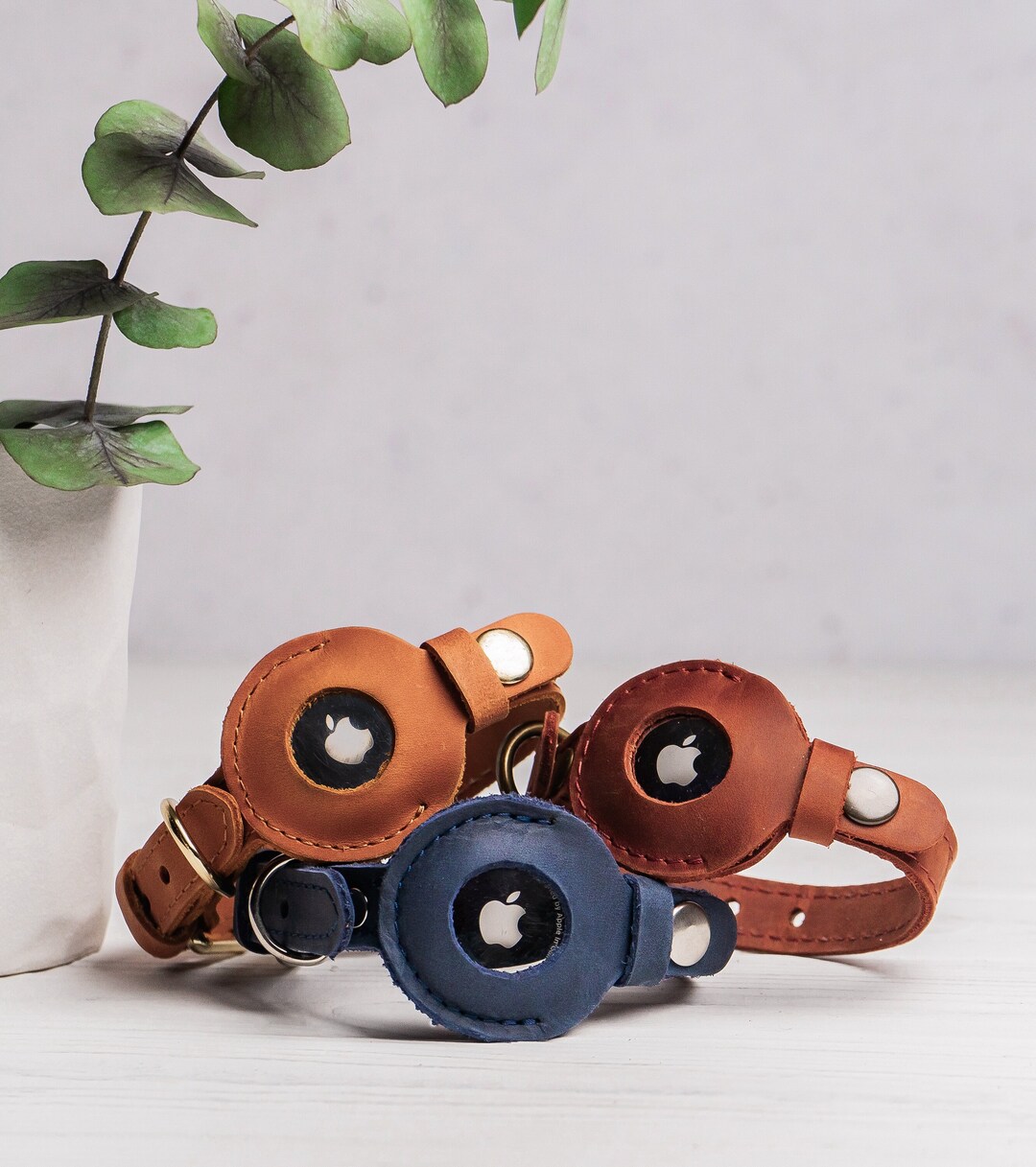 Personalized AirTag Cat Collar, Leather AirTag Cat Collar, Name