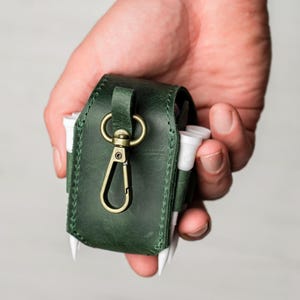 Personalized Leather Golf Ball Bag, Golf Tee Holder image 7