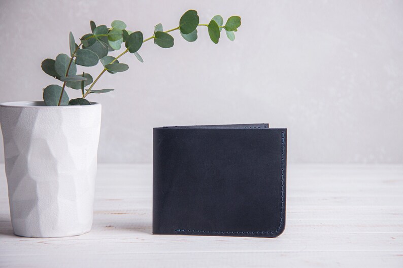 Leather Wallet Mens Wallet Genuine Leather Wallet Bifold Wallet Custom Gift Minimalist Wallet Black Handmade Wallet Birthday Gift for Men