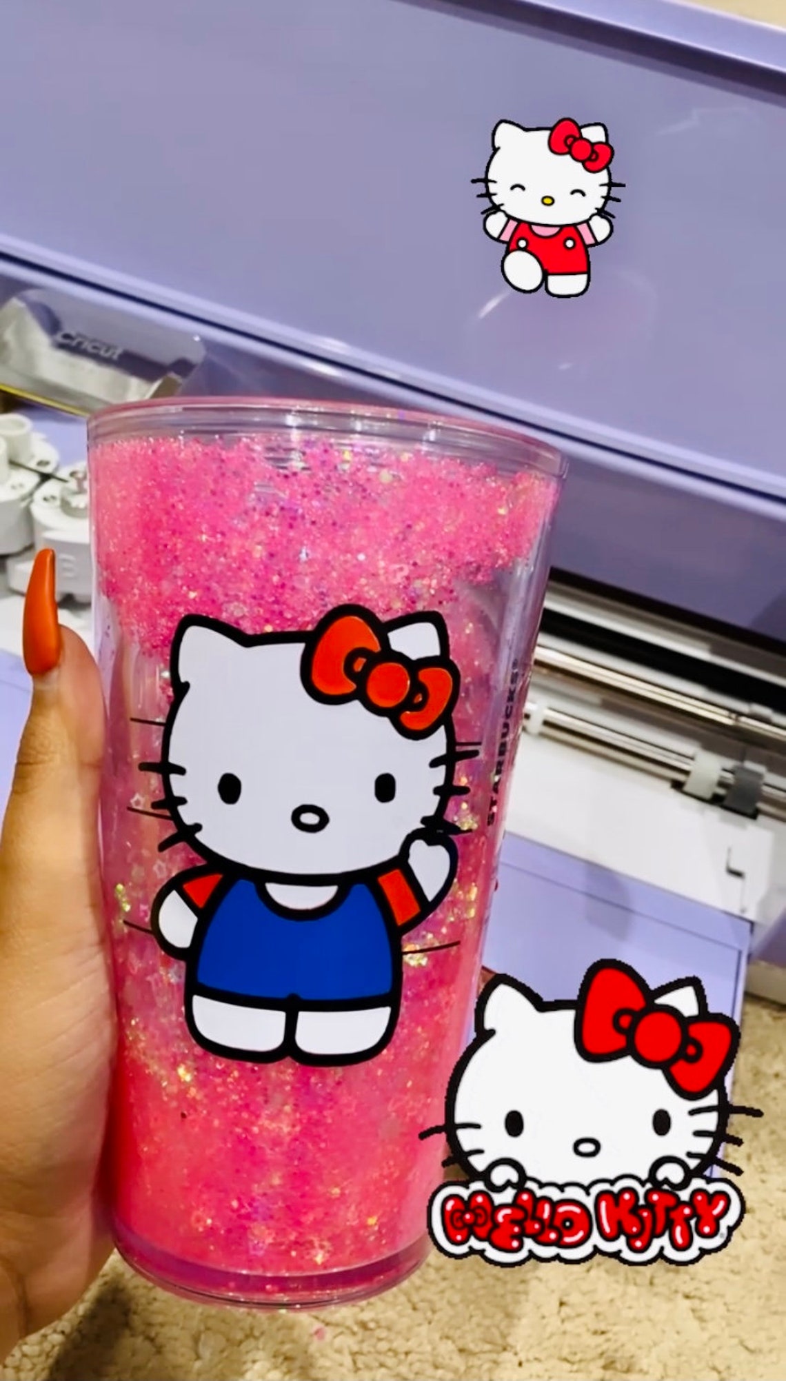 Hello kitty Starbucks glitter tumbler Etsy
