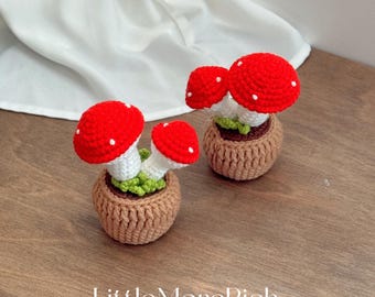 Handmade Crochet Mushroom, Amigurumi Desk Decor, Housewarming Gift, Cute Room Accent, 4 Inch
