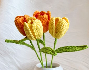 Crochet Tulip Bouquet: Handmade Yarn Flowers, Home Decor