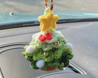 Crochet Christmas Tree Car Mirror Hanging: Handmade Xmas Decor