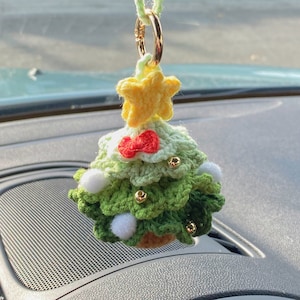 Crochet Christmas Tree Car Mirror Hanging: Handmade Xmas Decor