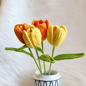 Crochet Tulip Bouquet: Handmade Yarn Flowers, Home Decor