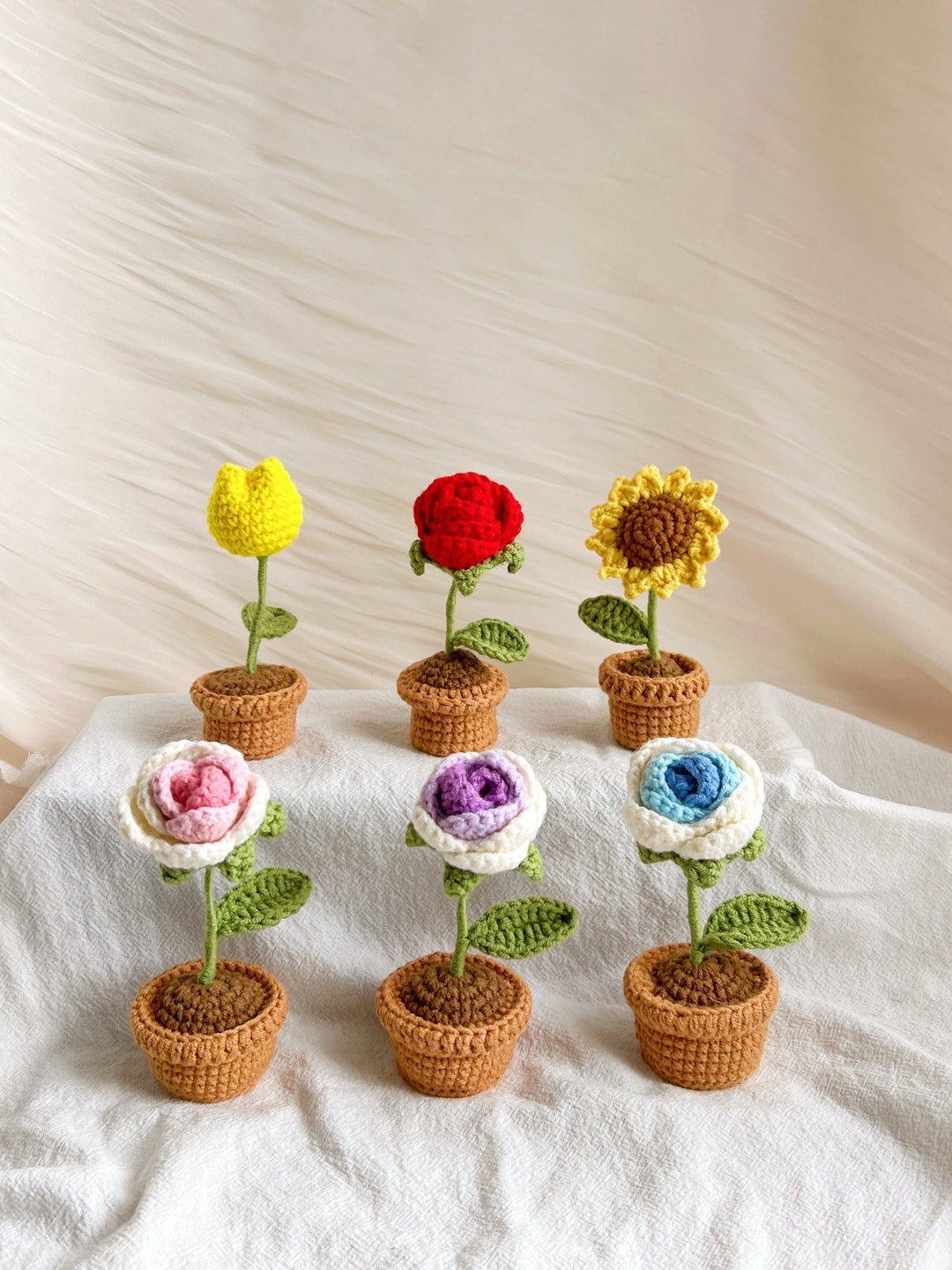 Crochet Potted Flowers Crochet Mini Potted Plants Potted Rose potted