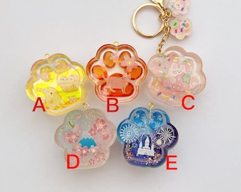 Handmade Resin Paw Keychain: Dog, Cat, Cherry Blossom