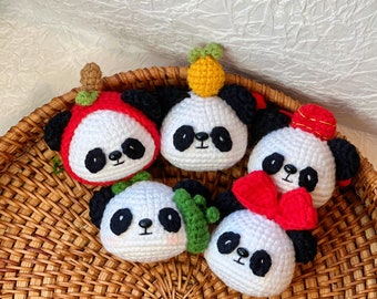 Crochet Panda Keychain: Handmade Yarn Animal Keyring