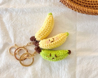 Crochet Banana Keychain, Cute Banana Keychain, Crochet Banana Key Ring, Crochet Fruits, Birthday Gift, Banana Fans, Bag Charm, Handmade Gift
