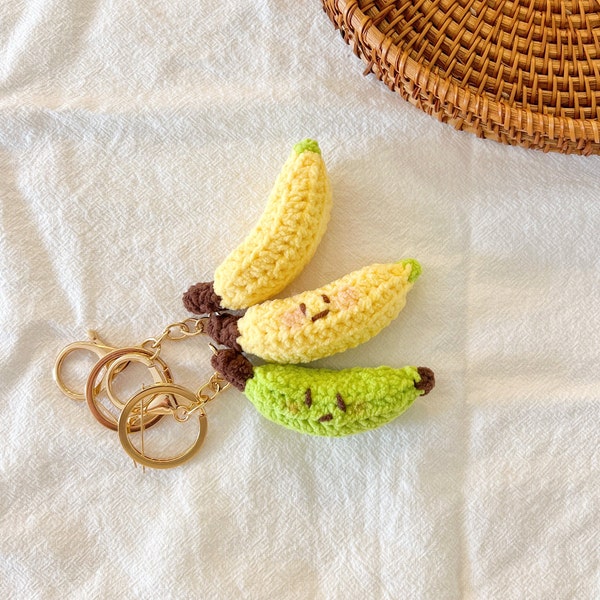 Crochet Banana Keychain, Cute Banana Keychain, Crochet Banana Key Ring, Crochet Fruits, Birthday Gift, Banana Fans, Bag Charm, Handmade Gift
