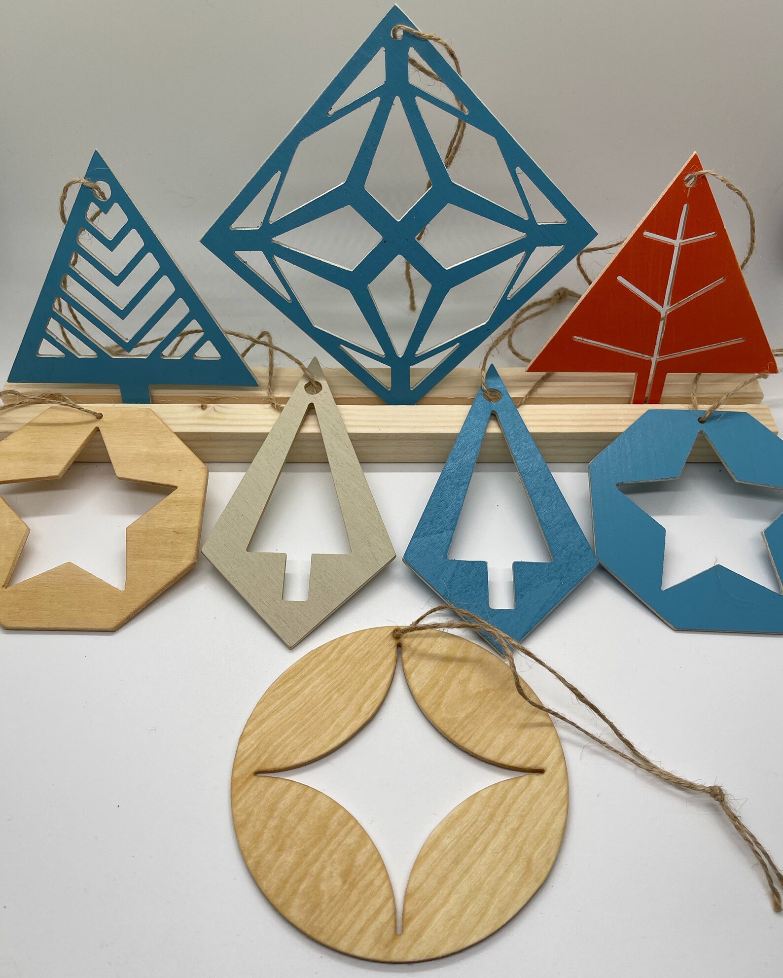 Balsa Wood Modern Christmas Ornaments Etsy
