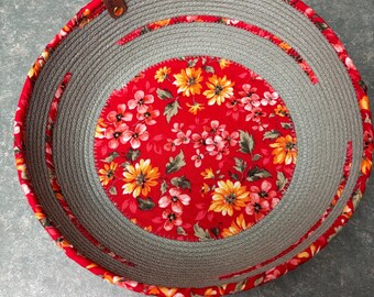 Handmade Rope Bowl sage green red yellow Tray Basket