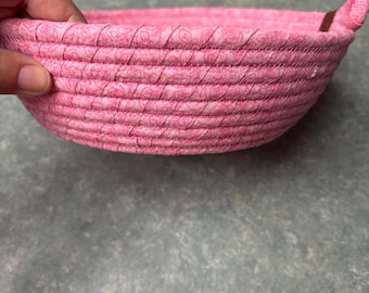 Handmade Rope Bowl Pink Flowers