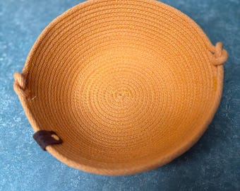 Handmade Rope Bowls - Set of Two Golden Yellow Baskets