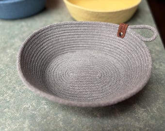 Handmade Rope Bowl Light Grey Basket
