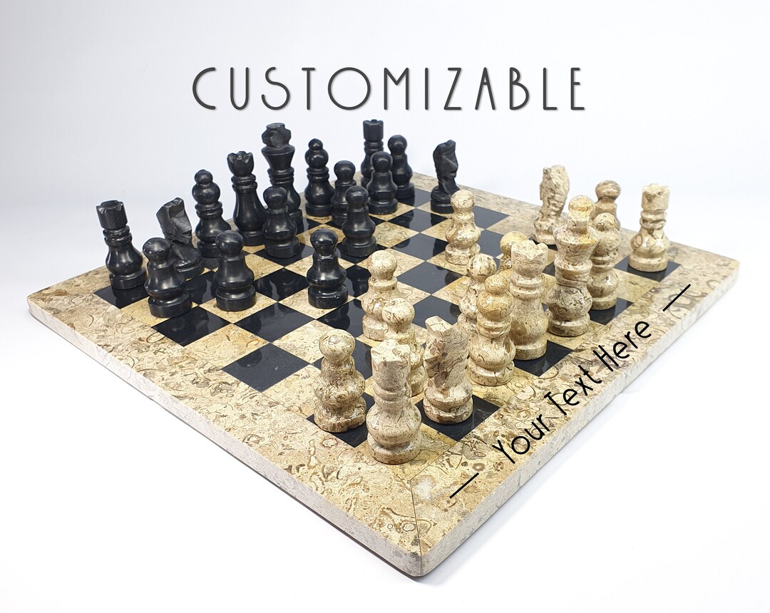 Marble and Fossil Stone Chess Set Personalized Unique Chess Etsy
