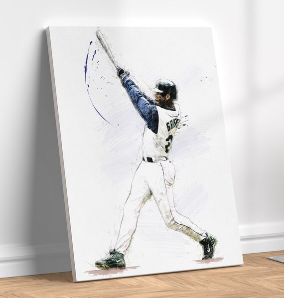 Ken Griffey Jr Poster Seattle Mariners Hand Drawn Poster Etsy