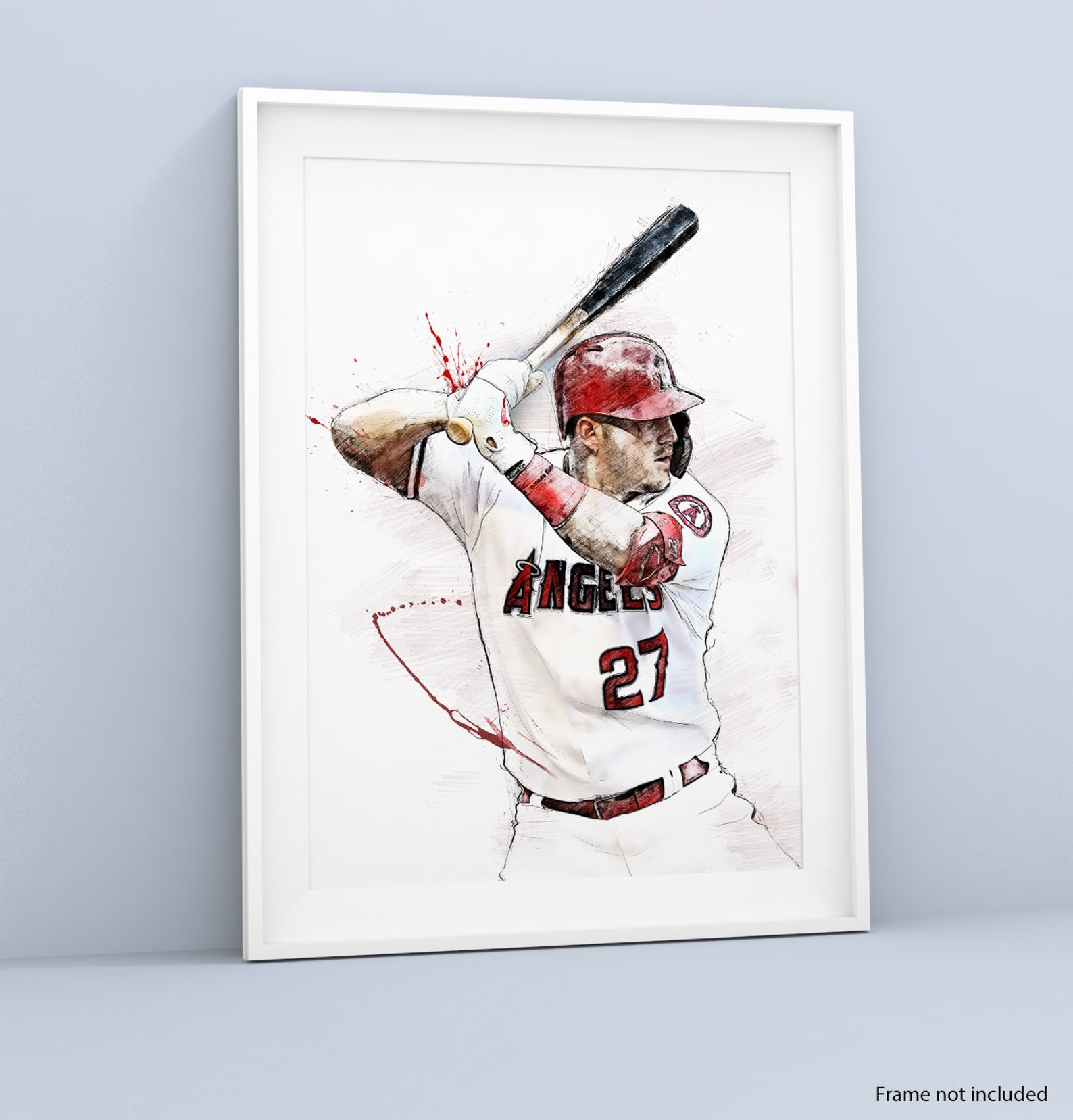 Mike Trout Poster Los Angeles Angels Poster disegnato a mano Etsy Italia